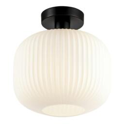 Rackhams Matte Black Bathroom Ceiling Light with Opal Ribbed Glass Shade - thumbnail 4