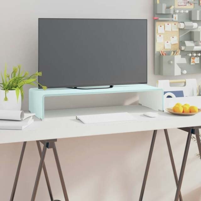 Rackhams TV Stand/Monitor Riser Glass Green 70x30x13 cm