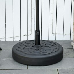 Rackhams Garden Parasol Base Holder, Outdoor Market Umbrella Stand Weight with Built-In Handle, 25kg Water or 35kg Sand Filled, Black - thumbnail 1