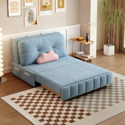Rackhams Sokolov Single Seater Sofa Bed, Two Seater Sofa Bed, Blue - Blue - 100cm (With One Drawer ) - thumbnail 4