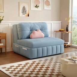 Rackhams Sokolov Single Seater Sofa Bed, Two Seater Sofa Bed, Blue - Blue - 100cm (With One Drawer ) - thumbnail 3