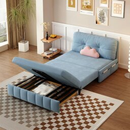 Rackhams Sokolov Single Seater Sofa Bed, Two Seater Sofa Bed, Blue - Blue - 100cm (With One Drawer ) - thumbnail 2