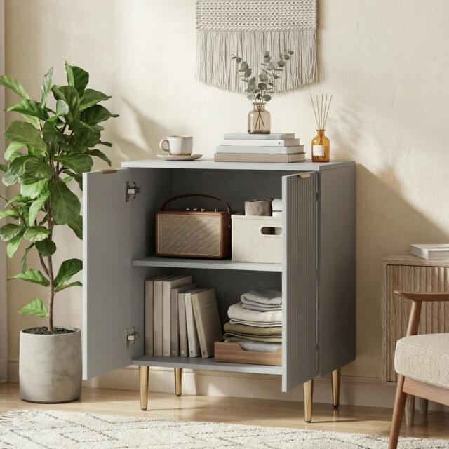 Rackhams Sideboard Buffet Cabinet with Adjustable Shelf, Grey - image 1
