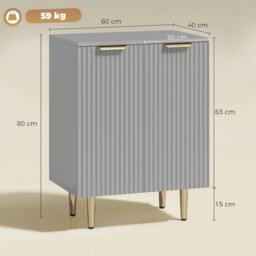 Rackhams Sideboard Buffet Cabinet with Adjustable Shelf, Grey - thumbnail 3