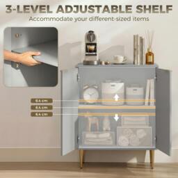 Rackhams Sideboard Buffet Cabinet with Adjustable Shelf, Grey - thumbnail 5