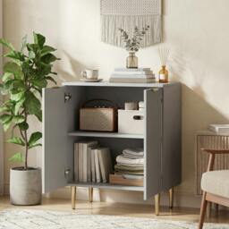 Rackhams Sideboard Buffet Cabinet with Adjustable Shelf, Grey - thumbnail 1