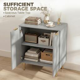 Rackhams Sideboard Buffet Cabinet with Adjustable Shelf, Grey - thumbnail 4