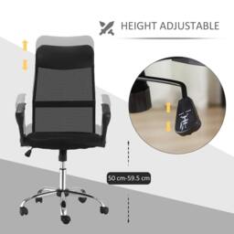 Rackhams Ergonomic Office Chair Mesh Chair with Adjustable Height Tilt Function Black - thumbnail 4