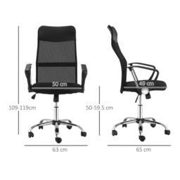 Rackhams Ergonomic Office Chair Mesh Chair with Adjustable Height Tilt Function Black - thumbnail 3