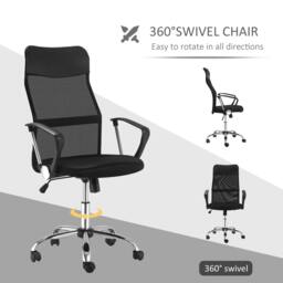 Rackhams Ergonomic Office Chair Mesh Chair with Adjustable Height Tilt Function Black - thumbnail 5