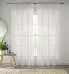 "Rackhams Crystal Plain Sheer Voile Panel Curtains Panel - Pair with Rod Pocket Header - White - 57"" (145cm) Width x 108"" (274cm) Drop" - thumbnail 2