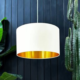 "Rackhams Lemon Cotton Lampshade With Gold Foil Lining - 25cm Diameter x 25cm Height / (10"" x 10"")"