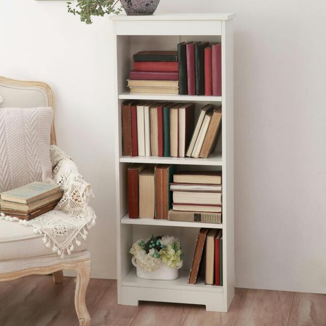 Rackhams Freya Low Narrow 4-Shelf Bookcase - White - image 1