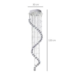 Rackhams Modern Crystal Droplet Ceiling Light Stainless Steel Bedroom Hallway - thumbnail 3