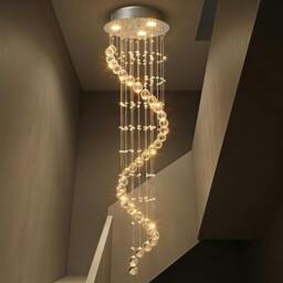 Rackhams Modern Crystal Droplet Ceiling Light Stainless Steel Bedroom Hallway