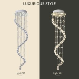 Rackhams Modern Crystal Droplet Ceiling Light Stainless Steel Bedroom Hallway - thumbnail 5