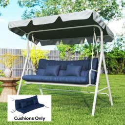 Rackhams Outdoor Seat Cushions Back Cushion with 2 Pillows, Water Repellent Seat Pads for 3-Seater Chair, Swing, Sofa - Green - 150 x 50 x 10 cm - thumbnail 2