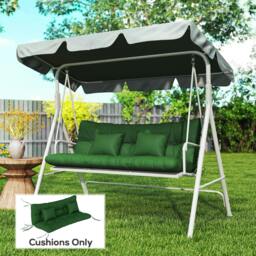 Rackhams Outdoor Seat Cushions Back Cushion with 2 Pillows, Water Repellent Seat Pads for 3-Seater Chair, Swing, Sofa - Green - 150 x 50 x 10 cm
