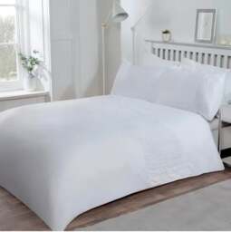 Rackhams Luxury Super Soft Stylish Lace Panel Duvet Cover with Pillowcases - White - Single (135cm x 200cm) - thumbnail 1