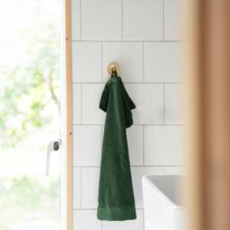 Rackhams Single Brushed Brass Towel Hook (48mm) Wall Mounted Bathroom Storage Round Robe Hooks Clothes Hanger Coat Peg - thumbnail 2