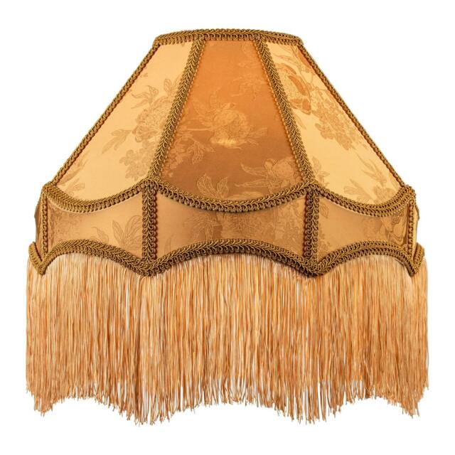 Rackhams Gold Faux Silk Large Victorian Lamp Shade with Textured Floral Decor - image 1