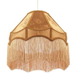 Rackhams Gold Faux Silk Large Victorian Lamp Shade with Textured Floral Decor - thumbnail 3