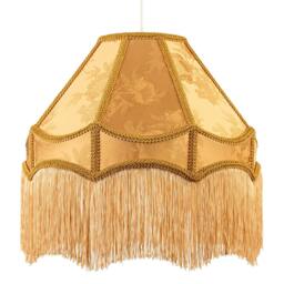 Rackhams Gold Faux Silk Large Victorian Lamp Shade with Textured Floral Decor - thumbnail 2