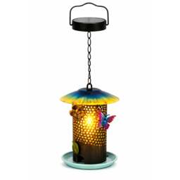 Rackhams Solar Bird Feeder – Hanging Feeder with LED Light