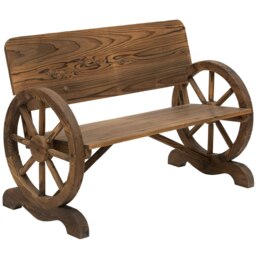 Rackhams Wooden Garden Bench Outdoor Loveseat with High Back, Brown - Grey - thumbnail 2
