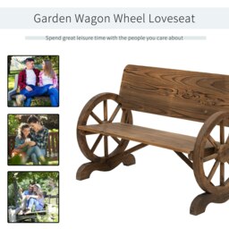 Rackhams Wooden Garden Bench Outdoor Loveseat with High Back, Brown - Grey - thumbnail 5