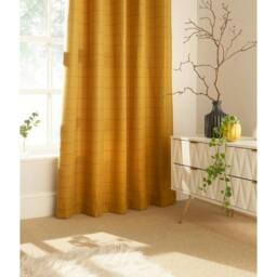 Rackhams Ellis Ringtop Eyelet Curtains - Ochre - 168 x 137 cm - Ochre - 100% Polyester - thumbnail 2