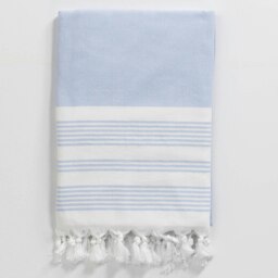 Rackhams Meridien Cotton Bath Towel, Double-Faced - Blue Stripes on White