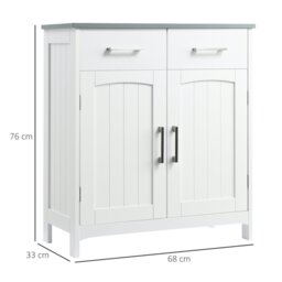 Rackhams Freestanding Bathroom Cabinet with 2 Drawers 2 Doors Adjustable Shelf - thumbnail 6
