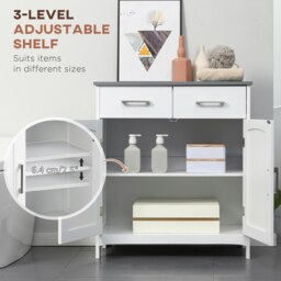 Rackhams Freestanding Bathroom Cabinet with 2 Drawers 2 Doors Adjustable Shelf - thumbnail 5