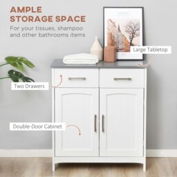 Rackhams Freestanding Bathroom Cabinet with 2 Drawers 2 Doors Adjustable Shelf - thumbnail 4