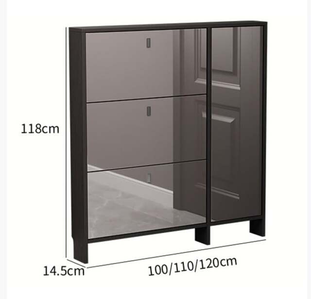 Rackhams Knauss Mirrored Shoe Storage, Halllway - Black - 120cm - image 1