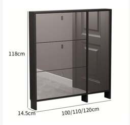 Rackhams Knauss Mirrored Shoe Storage, Halllway - Black - 120cm