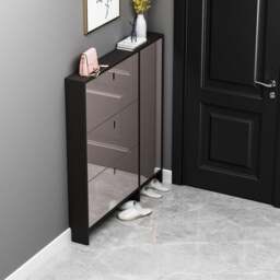 Rackhams Knauss Mirrored Shoe Storage, Halllway - Black - 120cm - thumbnail 3