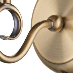 Rackhams Traditional Antique Brass Wall Light Fitting with Scroll Arm and Pull Switch - thumbnail 3