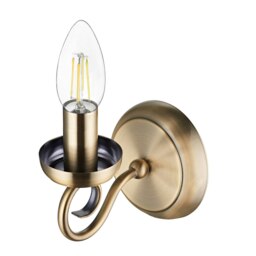 Rackhams Traditional Antique Brass Wall Light Fitting with Scroll Arm and Pull Switch - thumbnail 2