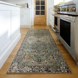 Rackhams Iris-Vintage Green Blue Beige Traditional Boho Rug - 80 x 230 cm