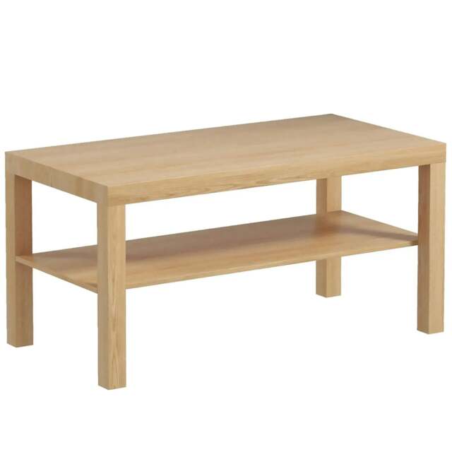 Rackhams 2-Tier Coffee Table with Storage Shelf, Rectangular Centre Table for Living Room, Home Office, Natural Wood Finish