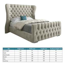Rackhams Parma Wide Curved Winged Upholstered Soft Velvet Bed Frame - Cream - Silver - King - thumbnail 4