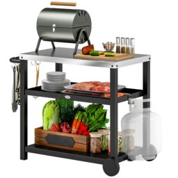 Rackhams Outdoor BBQ Table with 2-Tier Shelf, Outdoor Kitchen, Charcoal Grey - Charcoal Grey - 102W x 50D x 81H cm - With Shelf - thumbnail 2