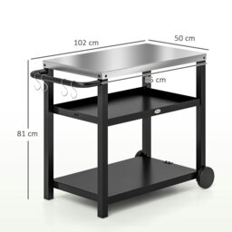 Rackhams Outdoor BBQ Table with 2-Tier Shelf, Outdoor Kitchen, Charcoal Grey - Charcoal Grey - 102W x 50D x 81H cm - With Shelf - thumbnail 6