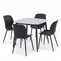 Rackhams Aspen Dining Set - White Sintered Stone Square Table & 4 Carnaby Dining Chairs - Grey - thumbnail 2