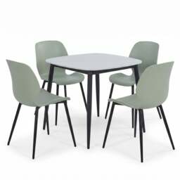 Rackhams Aspen Dining Set - White Sintered Stone Square Table & 4 Carnaby Dining Chairs - Grey - thumbnail 3