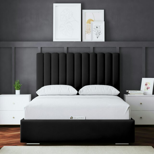 Rackhams Evangeline Ottoman Bed with Upholstered Headboard - Black - King / 5ft - image 1