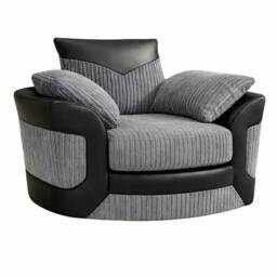 Rackhams Amara Living Room Furniture Range - Black & Grey - Swivel Chair - thumbnail 1