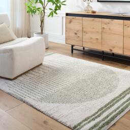 Rackhams Fossay Shag-Washable Beige Brown Green Grey Global High Pile Rug - 200 x 275 cm